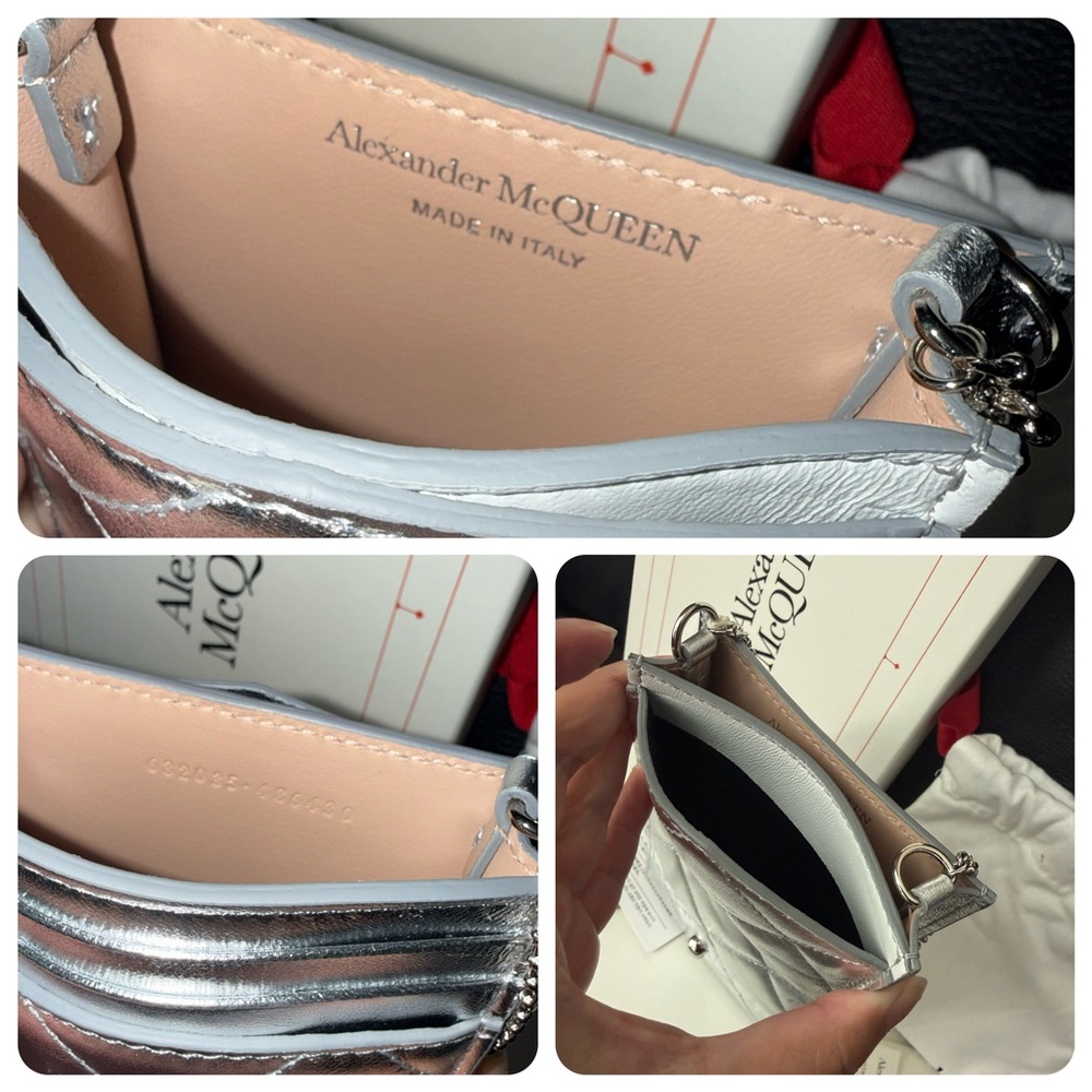 Alexander McQueen Quilted Metallic Silver Chain Shoulder Bag - Picture 8 of 13